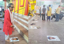 शीतला मंदिर प्रागंण में हिंदू जागरण मंच का आक्रोश : उदयनिधि स्टालिन की फोटो पर बरसाईं चप्पलें